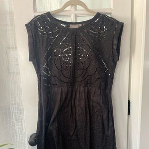 Anthropologie black dress baby doll cut